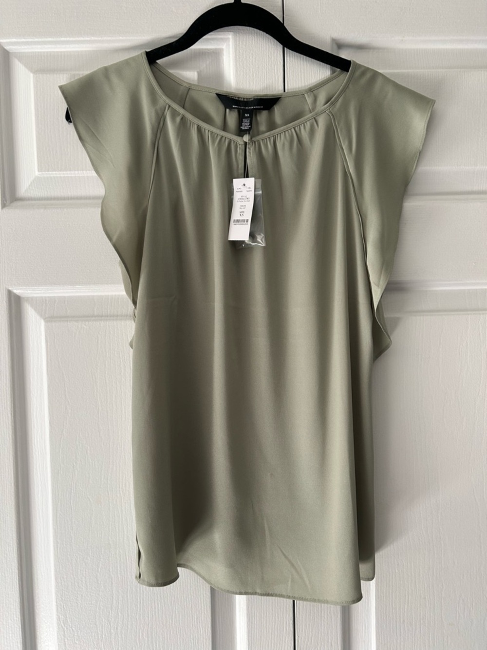 White House Black Market Sage Green Flutter Sleeve Blouse